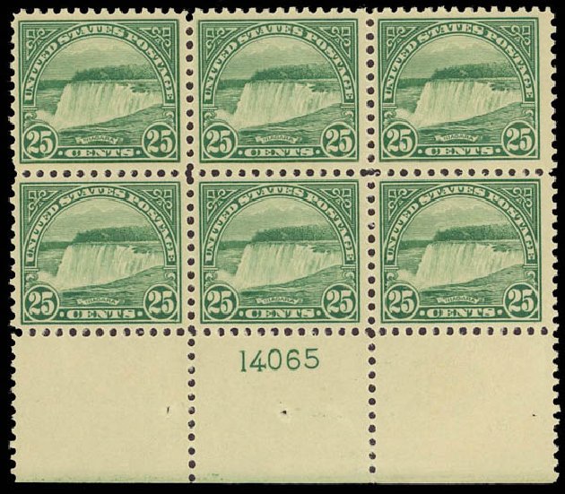 US Stamps Prices Scott Cat. # 568: 25c 1923 Niagara Falls Perf 11. Daniel Kelleher Auctions, Aug 2012, Sale 631, Lot 1316