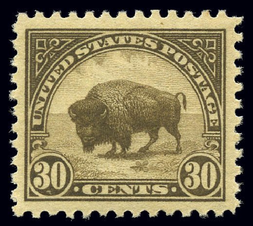 Prices of US Stamps Scott # 569 - 30c 1923 American Buffalo Perf 11. Matthew Bennett International, Sep 2010, Sale 333, Lot 3800
