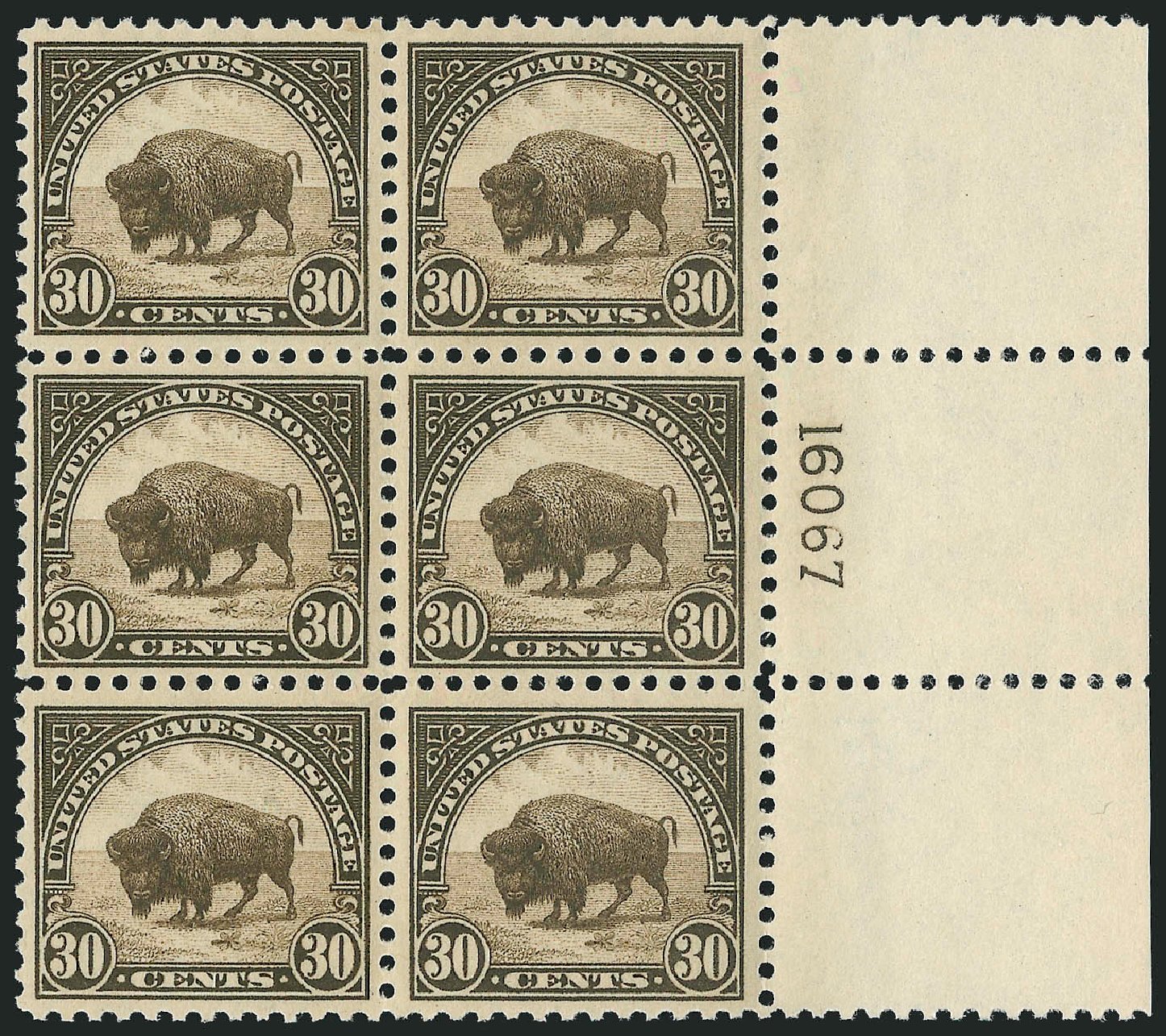 Costs of US Stamp Scott Catalog 569 - 1923 30c American Buffalo Perf 11. Robert Siegel Auction Galleries, Sep 2014, Sale 1078, Lot 600