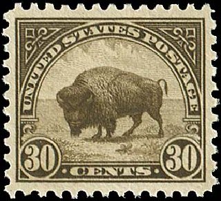 US Stamps Values Scott Cat. 569: 1923 30c American Buffalo Perf 11. Regency-Superior, Aug 2015, Sale 112, Lot 944