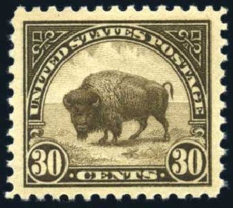 Prices of US Stamps Scott Cat. 569 - 1923 30c American Buffalo Perf 11. Harmer-Schau Auction Galleries, Jun 2008, Sale 78, Lot 1635