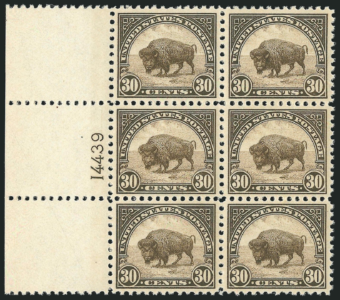 Values of US Stamp Scott Catalogue # 569: 1923 30c American Buffalo Perf 11. Robert Siegel Auction Galleries, Jul 2014, Sale 1077, Lot 332