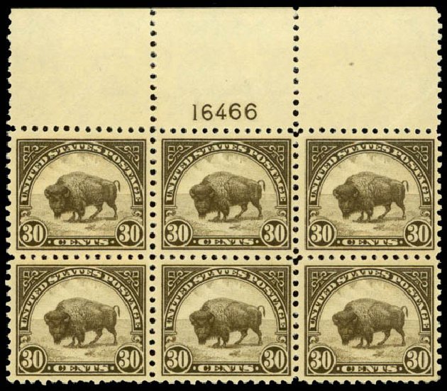 Values of US Stamps Scott Catalogue 569: 1923 30c American Buffalo Perf 11. Daniel Kelleher Auctions, Sep 2014, Sale 655, Lot 763