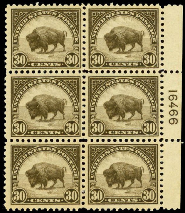US Stamps Values Scott 569: 30c 1923 American Buffalo Perf 11. Daniel Kelleher Auctions, Sep 2013, Sale 639, Lot 3676