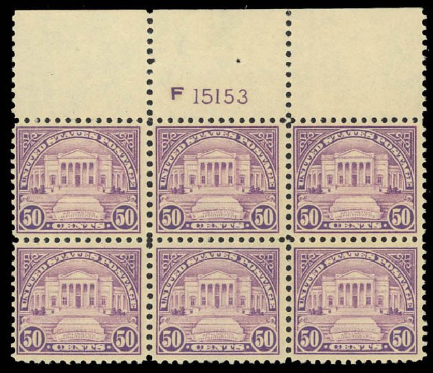 US Stamp Values Scott #570: 50c 1923 Arlington Amphitheater Perf 11. Daniel Kelleher Auctions, Jun 2012, Sale 630, Lot 1909