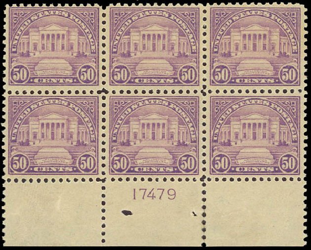 Values of US Stamps Scott Cat. # 570 - 1923 50c Arlington Amphitheater Perf 11. Daniel Kelleher Auctions, Aug 2012, Sale 631, Lot 1319