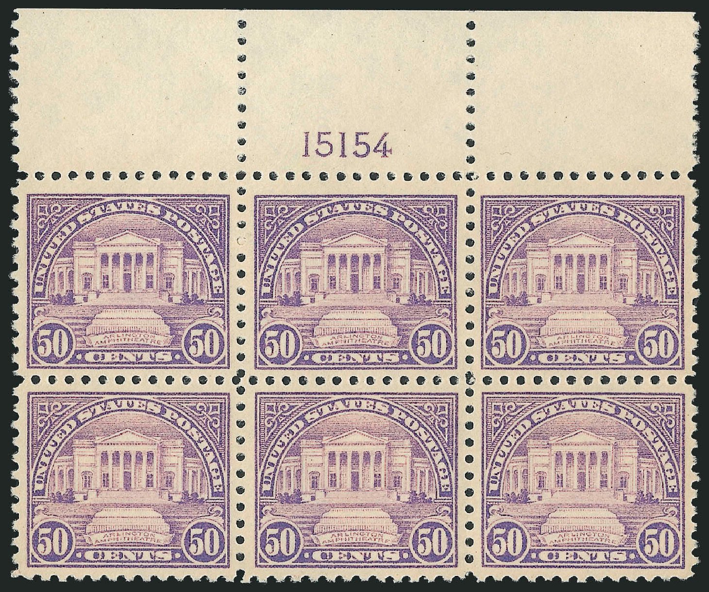 US Stamps Prices Scott Catalogue # 570 - 50c 1923 Arlington Amphitheater Perf 11. Robert Siegel Auction Galleries, Oct 2011, Sale 1014, Lot 2060