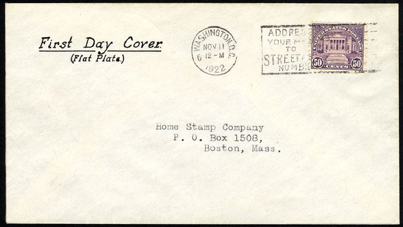 Values of US Stamp Scott Catalog #570: 50c 1923 Arlington Amphitheater Perf 11. Cherrystone Auctions, Jan 2008, Sale 200801, Lot 1244