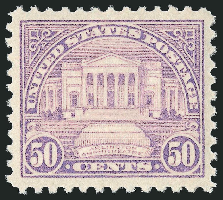 US Stamp Values Scott Catalogue # 570 - 1923 50c Arlington Amphitheater Perf 11. Robert Siegel Auction Galleries, Jun 2009, Sale 975, Lot 1985