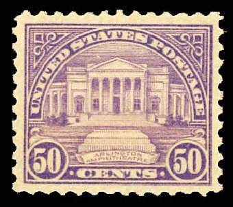 Prices of US Stamps Scott Catalog # 570: 1923 50c Arlington Amphitheater Perf 11. Daniel Kelleher Auctions, Dec 2012, Sale 633, Lot 942