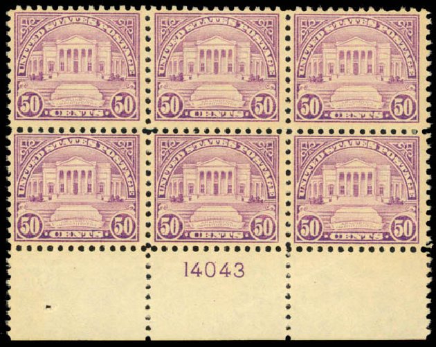 US Stamps Values Scott Catalog 570 - 1923 50c Arlington Amphitheater Perf 11. Daniel Kelleher Auctions, Mar 2013, Sale 635, Lot 726
