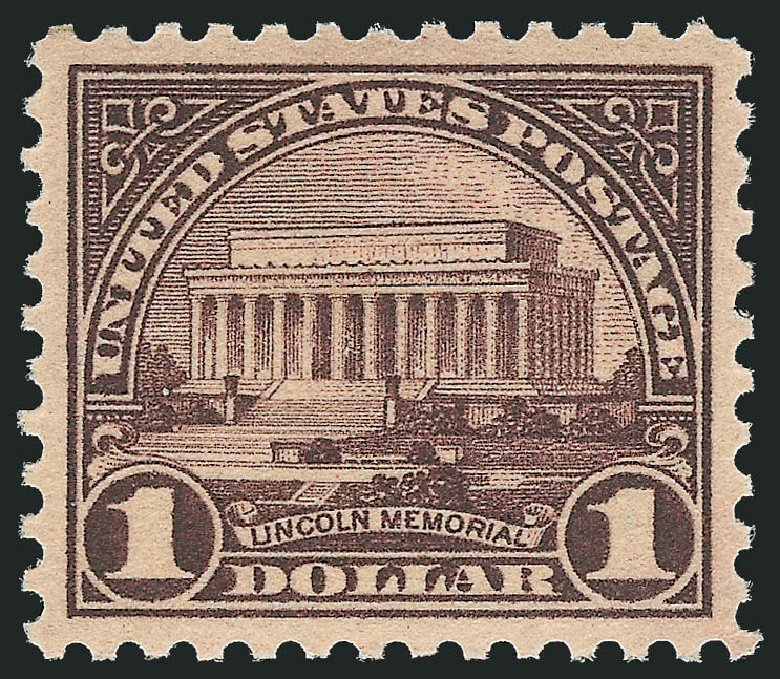 Cost of US Stamp Scott Catalog #571: 1923 US$1.00 Lincoln Memorial Perf 11. Robert Siegel Auction Galleries, Dec 2010, Sale 1000, Lot 1247