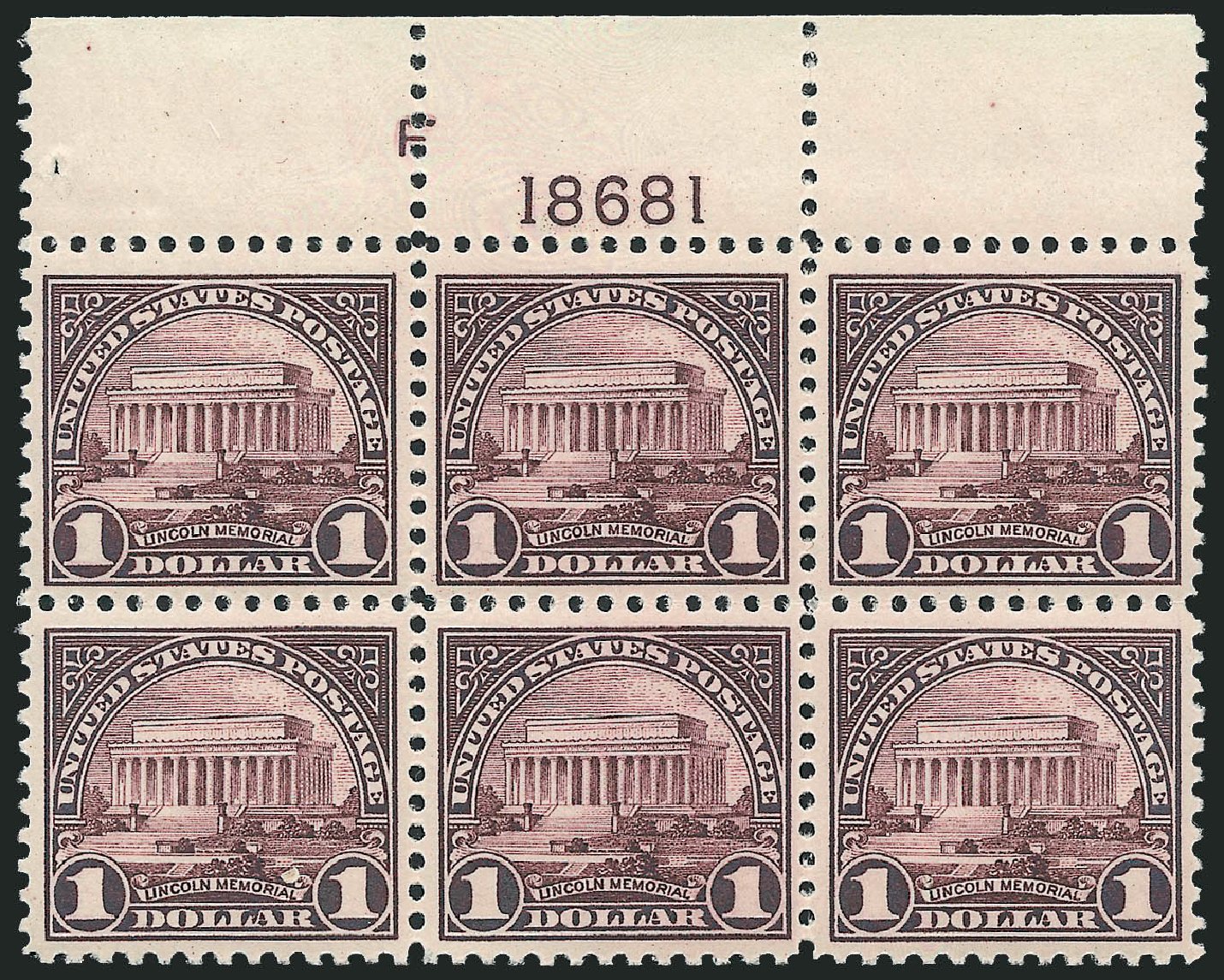Price of US Stamp Scott Catalog # 571: US$1.00 1923 Lincoln Memorial Perf 11. Robert Siegel Auction Galleries, Apr 2009, Sale 971, Lot 1847