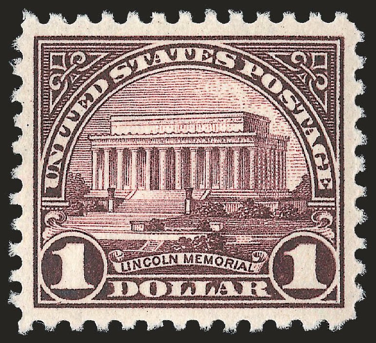 US Stamps Value Scott Catalogue #571 - US$1.00 1923 Lincoln Memorial Perf 11. Robert Siegel Auction Galleries, Dec 2008, Sale 967, Lot 4949