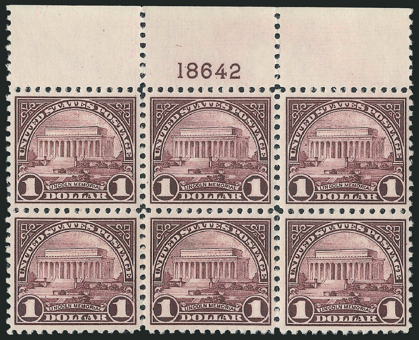 US Stamp Prices Scott Catalog # 571: US$1.00 1923 Lincoln Memorial Perf 11. Robert Siegel Auction Galleries, Oct 2011, Sale 1014, Lot 2061