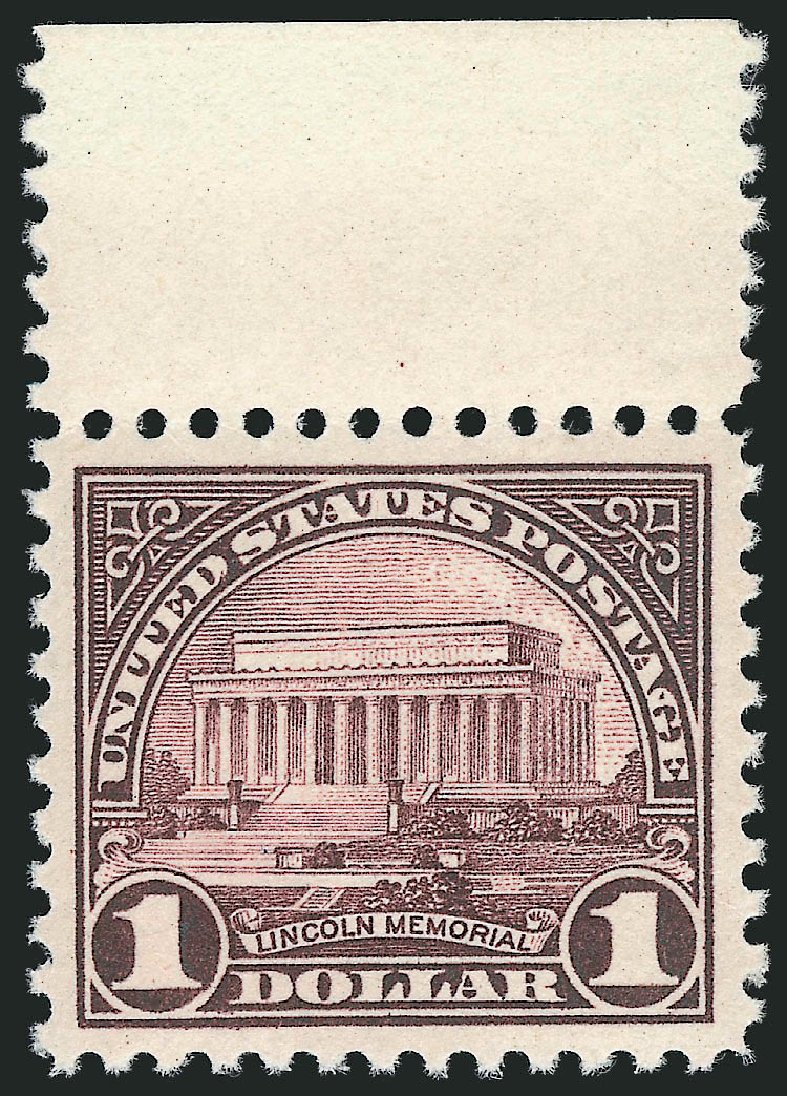 US Stamps Value Scott Catalogue 571 - 1923 US$1.00 Lincoln Memorial Perf 11. Robert Siegel Auction Galleries, Mar 2014, Sale 1067, Lot 1621