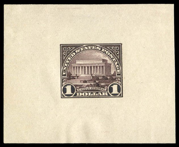 US Stamp Values Scott Cat. #571 - 1923 US$1.00 Lincoln Memorial Perf 11. Matthew Bennett International, Sep 2012, Sale 346, Lot 875