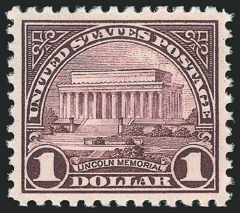 Value of US Stamp Scott Catalog 571 - US$1.00 1923 Lincoln Memorial Perf 11. Robert Siegel Auction Galleries, Nov 2012, Sale 1034, Lot 495
