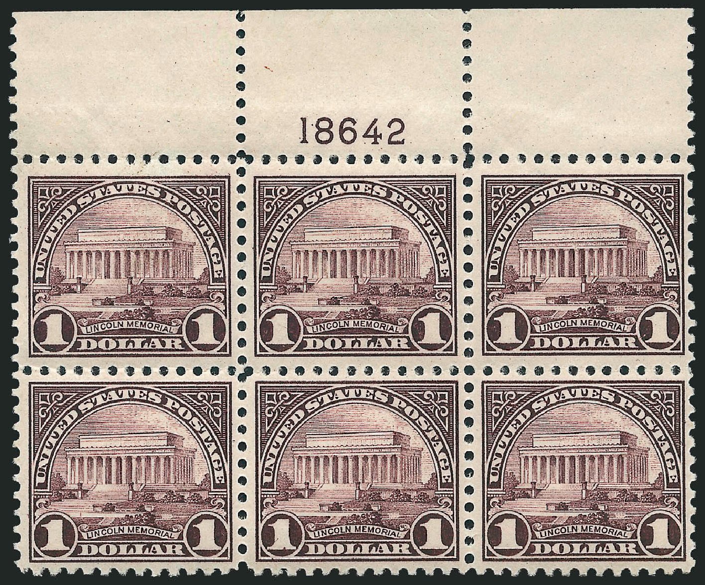 Costs of US Stamps Scott Catalog 571: US$1.00 1923 Lincoln Memorial Perf 11. Robert Siegel Auction Galleries, Apr 2009, Sale 971, Lot 1842