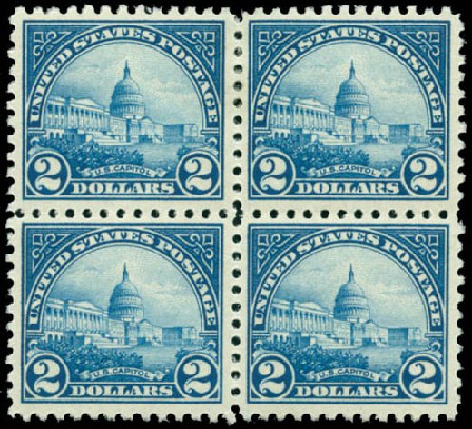 US Stamp Value Scott #572 - 1923 US$2.00 US Capitol Perf 11. Matthew Bennett International, Jun 2008, Sale 328, Lot 1057