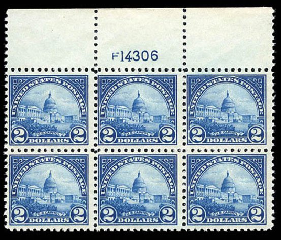 US Stamps Prices Scott 572: US$2.00 1923 US Capitol Perf 11. Matthew Bennett International, Mar 2012, Sale 344, Lot 4707