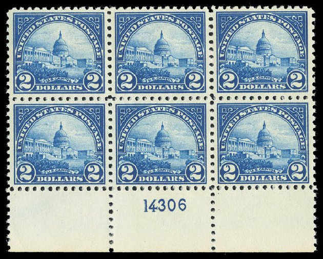 US Stamp Value Scott #572 - 1923 US$2.00 US Capitol Perf 11. Matthew Bennett International, Sep 2012, Sale 346, Lot 877