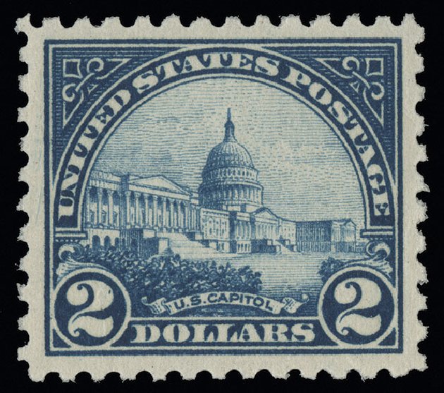 US Stamps Values Scott #572 - 1923 US$2.00 US Capitol Perf 11. Spink Shreves Galleries, Aug 2013, Sale 144, Lot 287