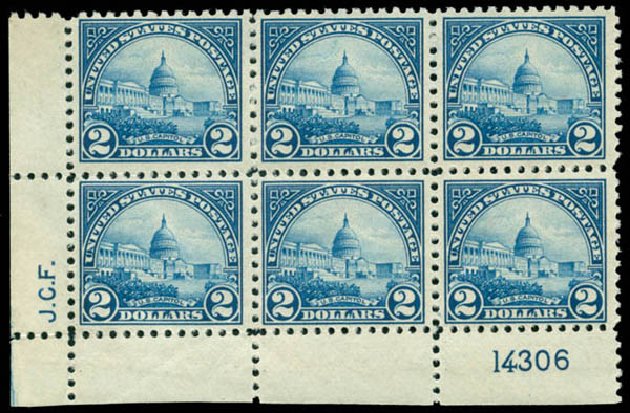 US Stamps Prices Scott Catalog # 572: US$2.00 1923 US Capitol Perf 11. Matthew Bennett International, Jun 2008, Sale 328, Lot 1058