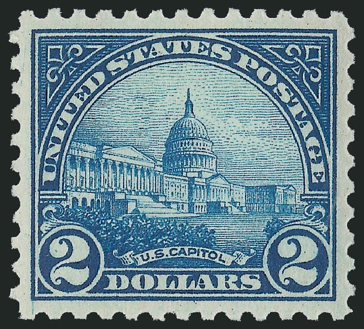 US Stamps Value Scott Cat. # 572: US$2.00 1923 US Capitol Perf 11. Robert Siegel Auction Galleries, Dec 2009, Sale 978, Lot 1108
