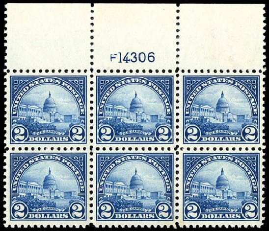 US Stamp Prices Scott Catalog #572 - 1923 US$2.00 US Capitol Perf 11. Matthew Bennett International, Dec 2008, Sale 330, Lot 1849