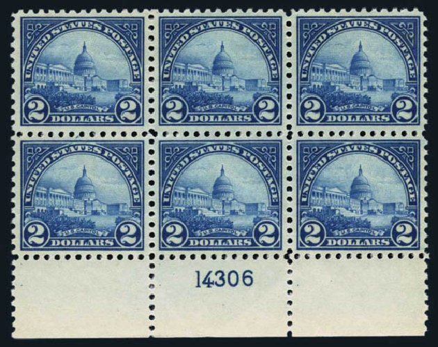 Price of US Stamps Scott Catalogue #572: US$2.00 1923 US Capitol Perf 11. Harmer-Schau Auction Galleries, Aug 2014, Sale 102, Lot 2089