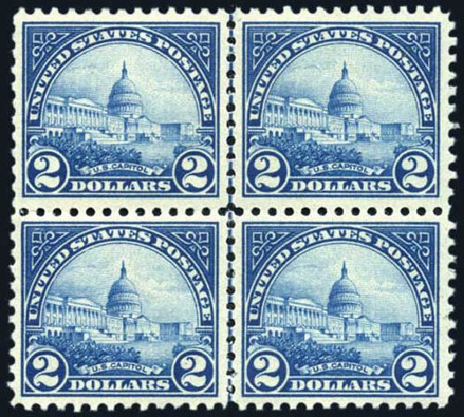 Value of US Stamps Scott 572: US$2.00 1923 US Capitol Perf 11. Harmer-Schau Auction Galleries, Jun 2008, Sale 78, Lot 1639