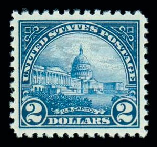 Price of US Stamps Scott Cat. #572 - US$2.00 1923 US Capitol Perf 11. Matthew Bennett International, Oct 2007, Sale 322, Lot 2260
