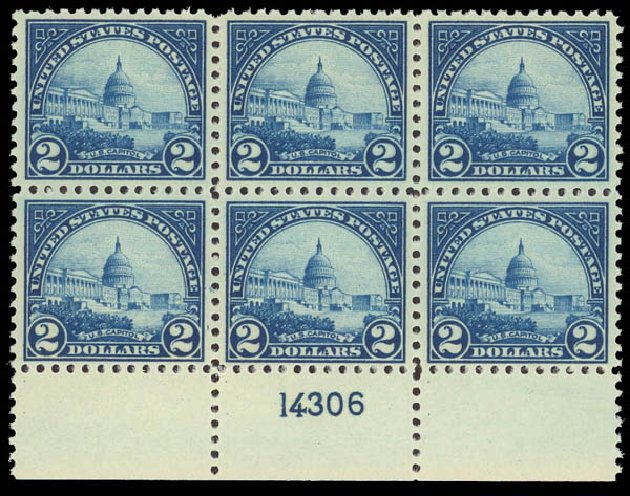 Cost of US Stamp Scott Cat. # 572: 1923 US$2.00 US Capitol Perf 11. Daniel Kelleher Auctions, Jan 2012, Sale 628, Lot 570