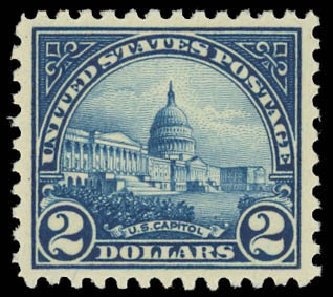 US Stamps Price Scott Catalogue 572 - 1923 US$2.00 US Capitol Perf 11. Daniel Kelleher Auctions, Jun 2012, Sale 630, Lot 1910