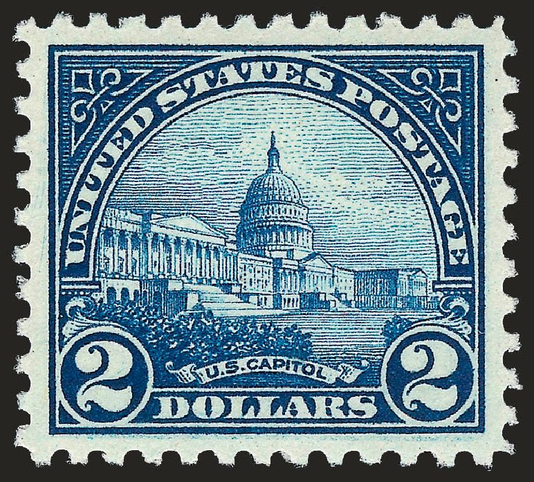 Prices of US Stamp Scott Cat. # 572: 1923 US$2.00 US Capitol Perf 11. Robert Siegel Auction Galleries, Sep 2008, Sale 962, Lot 2860
