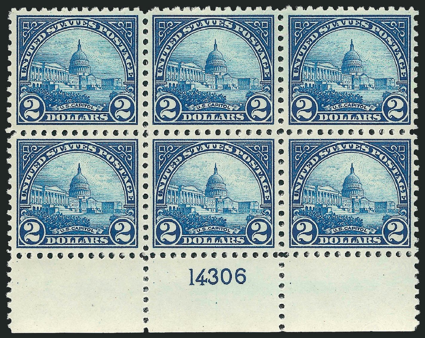US Stamps Price Scott Cat. 572: 1923 US$2.00 US Capitol Perf 11. Robert Siegel Auction Galleries, Apr 2009, Sale 971, Lot 1850
