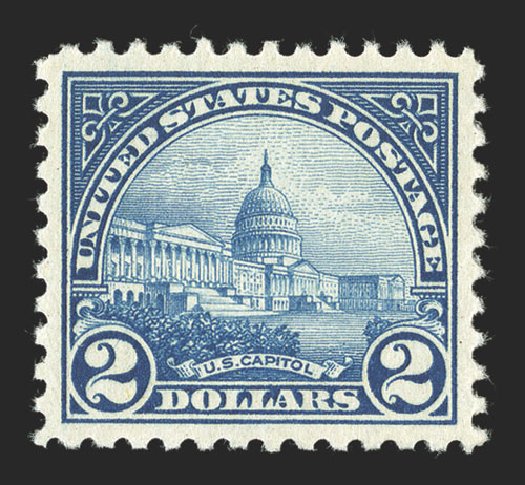 Values of US Stamps Scott Catalog 572 - 1923 US$2.00 US Capitol Perf 11. Spink Shreves Galleries, Nov 2012, Sale 141, Lot 190