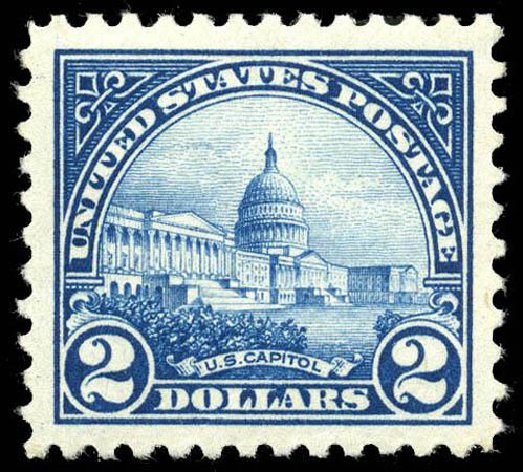 Prices of US Stamps Scott Catalog # 572: 1923 US$2.00 US Capitol Perf 11. Matthew Bennett International, Apr 2008, Sale 326, Lot 511