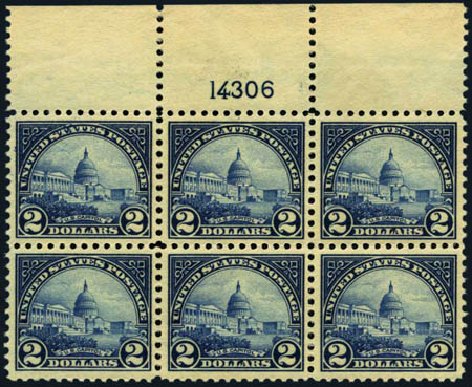 Costs of US Stamp Scott # 572 - 1923 US$2.00 US Capitol Perf 11. Harmer-Schau Auction Galleries, Jan 2013, Sale 96, Lot 601