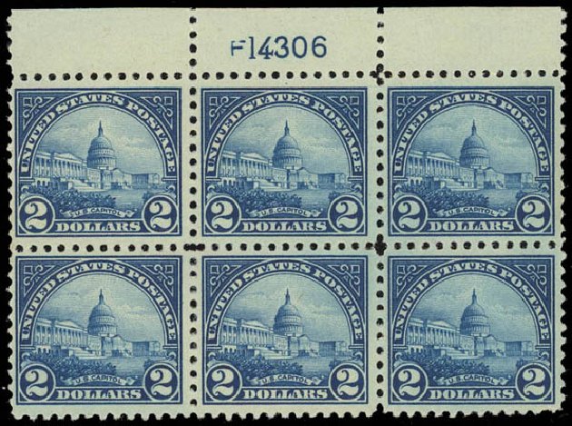 US Stamp Prices Scott Cat. 572: US$2.00 1923 US Capitol Perf 11. Daniel Kelleher Auctions, Jun 2012, Sale 630, Lot 1911