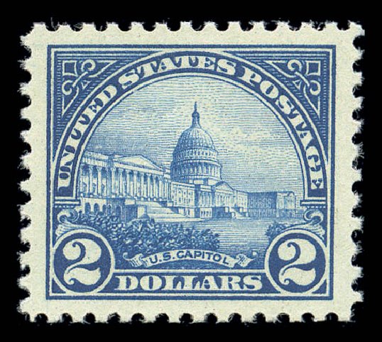 US Stamps Values Scott Catalog # 572 - US$2.00 1923 US Capitol Perf 11. Matthew Bennett International, Sep 2010, Sale 331, Lot 774