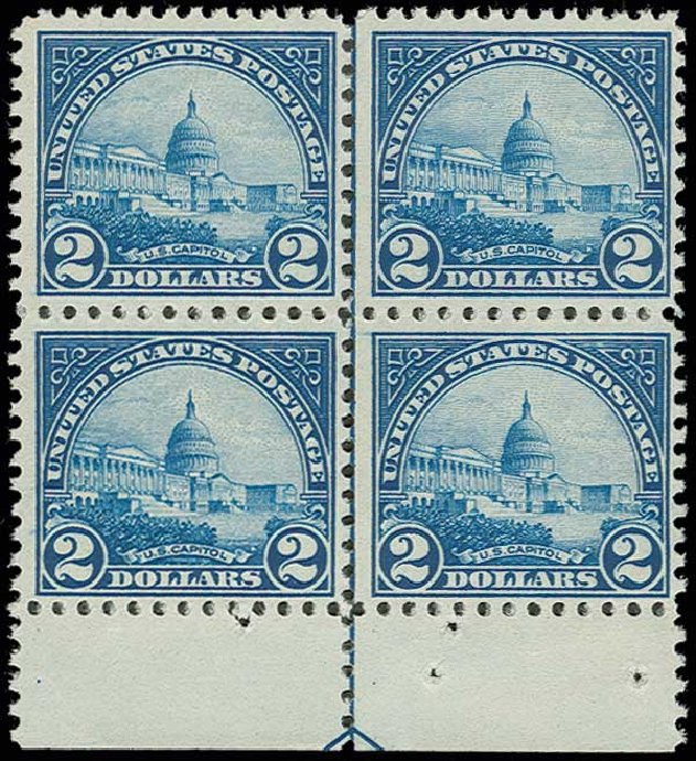 US Stamps Values Scott Catalogue # 572: 1923 US$2.00 US Capitol Perf 11. H.R. Harmer, Jun 2013, Sale 3003, Lot 1404