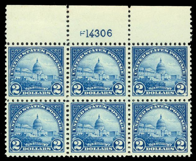Costs of US Stamps Scott Catalogue #572 - US$2.00 1923 US Capitol Perf 11. Daniel Kelleher Auctions, Mar 2014, Sale 648, Lot 2264