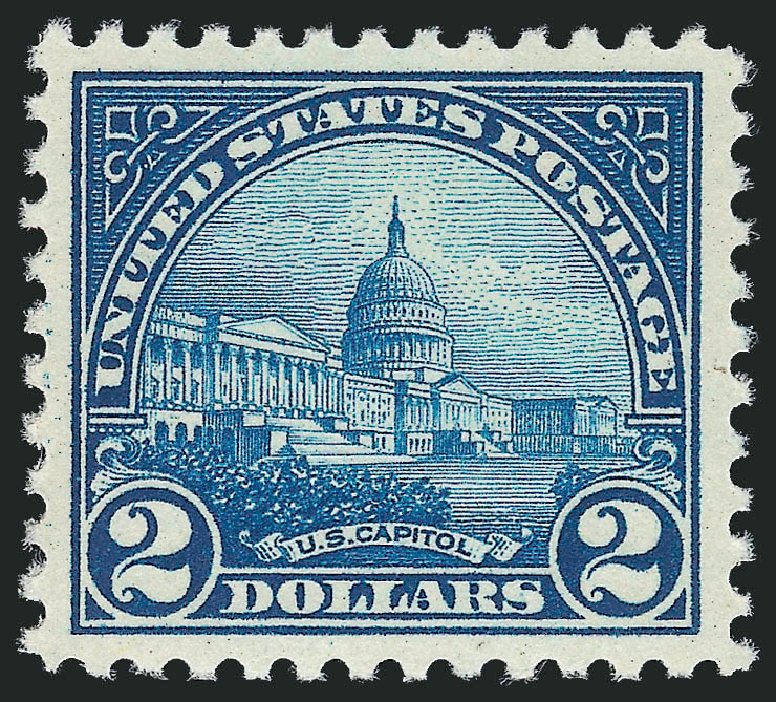 US Stamps Values Scott Catalogue 572: US$2.00 1923 US Capitol Perf 11. Robert Siegel Auction Galleries, Jun 2011, Sale 1011, Lot 794