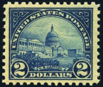 Price of US Stamp Scott Catalog # 572: US$2.00 1923 US Capitol Perf 11. Harmer-Schau Auction Galleries, May 2012, Sale 93, Lot 375