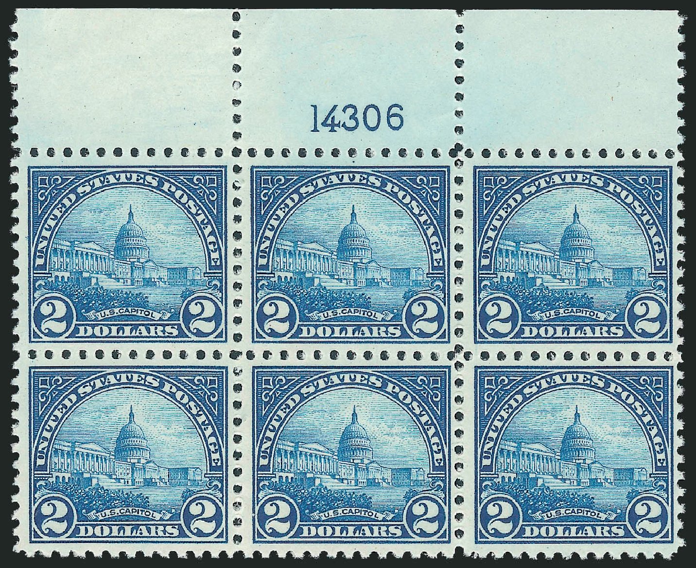 US Stamp Price Scott Cat. 572: US$2.00 1923 US Capitol Perf 11. Robert Siegel Auction Galleries, Oct 2011, Sale 1014, Lot 2065