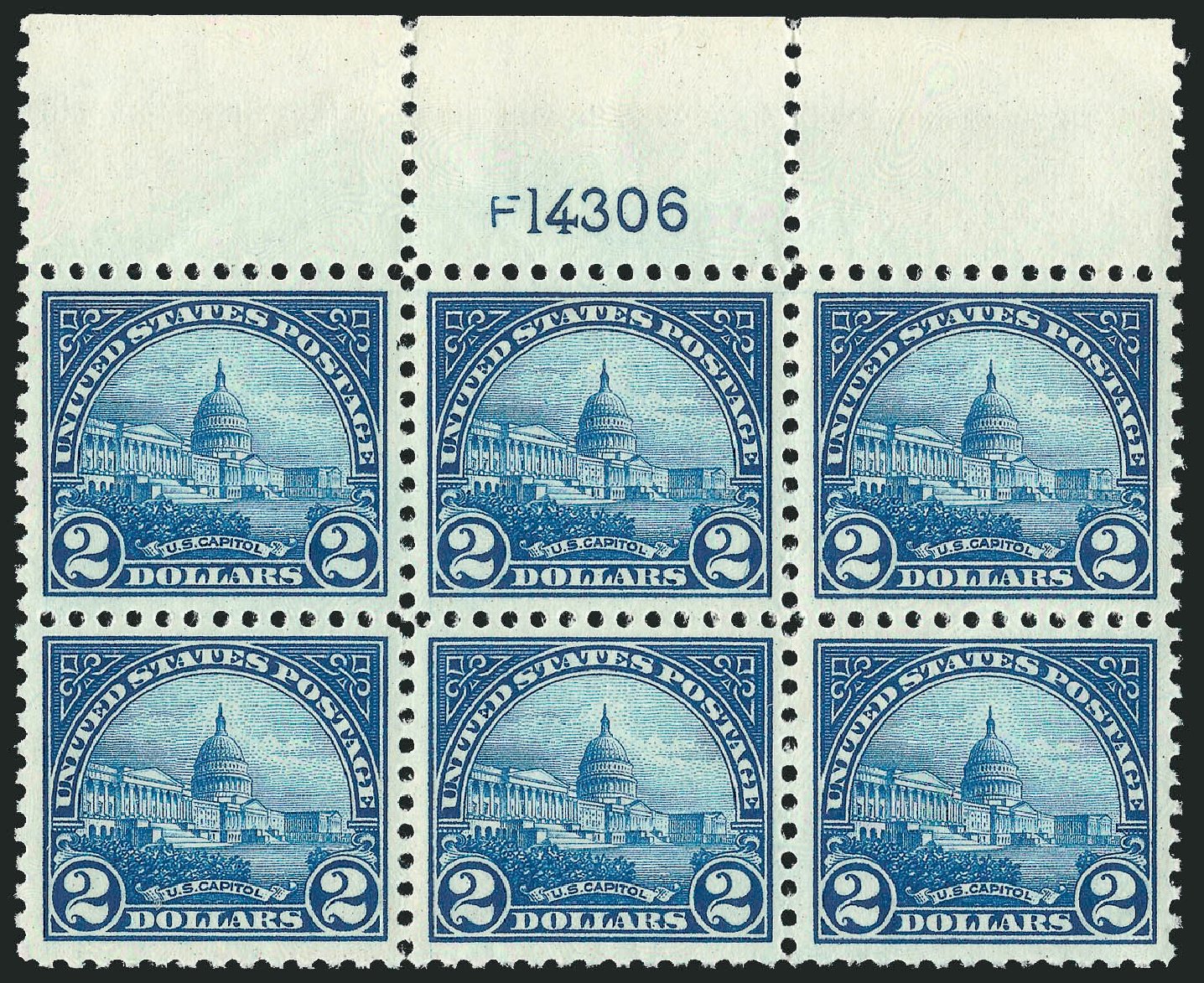 US Stamps Prices Scott Cat. # 572: US$2.00 1923 US Capitol Perf 11. Robert Siegel Auction Galleries, Jul 2014, Sale 1077, Lot 335