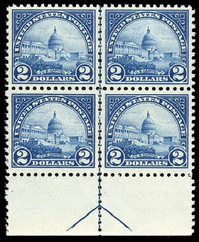 Prices of US Stamps Scott Catalogue # 572 - US$2.00 1923 US Capitol Perf 11. Matthew Bennett International, Apr 2008, Sale 326, Lot 512