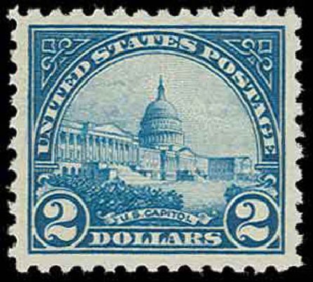 US Stamps Values Scott Catalogue # 572: 1923 US$2.00 US Capitol Perf 11. H.R. Harmer, Nov 2013, Sale 3004, Lot 1312